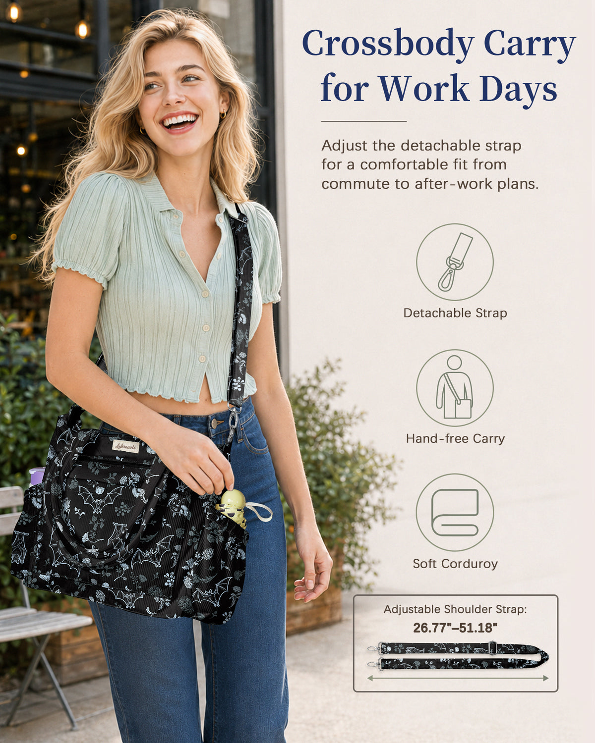Gothic Bats Corduroy Tote Bag