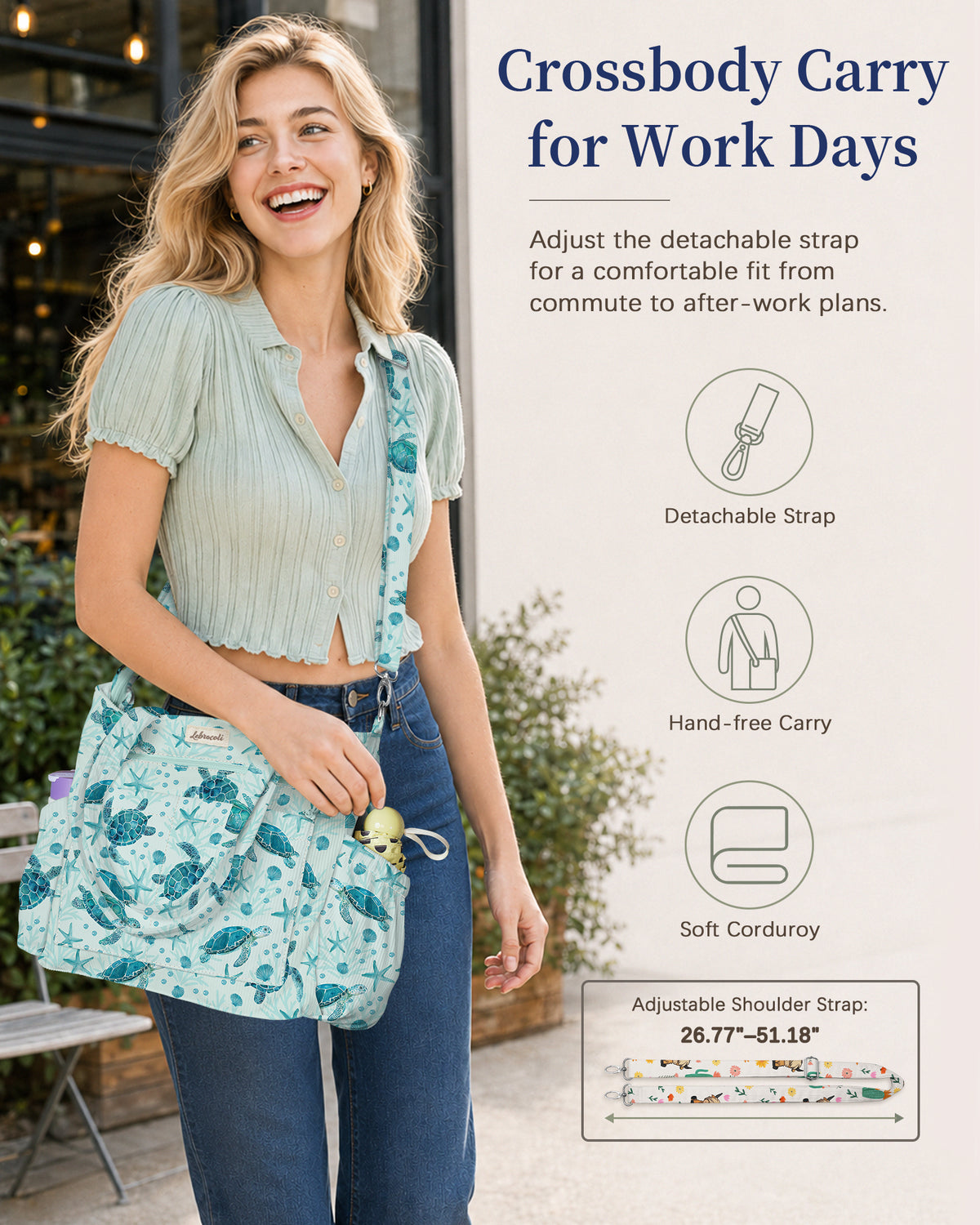 Sea Turtles Corduroy Tote Bag