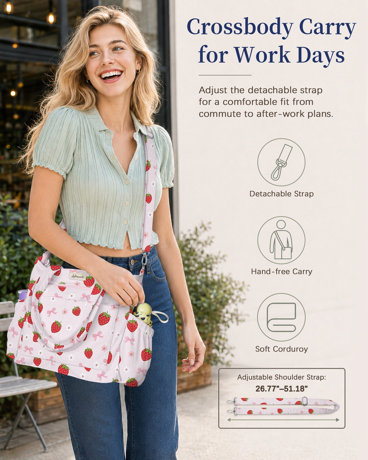 Strawberry Corduroy Tote Bag