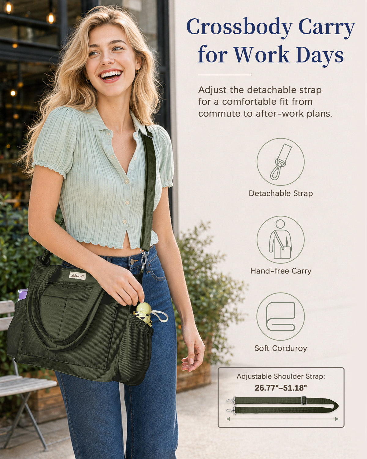 Green Corduroy Tote Bag