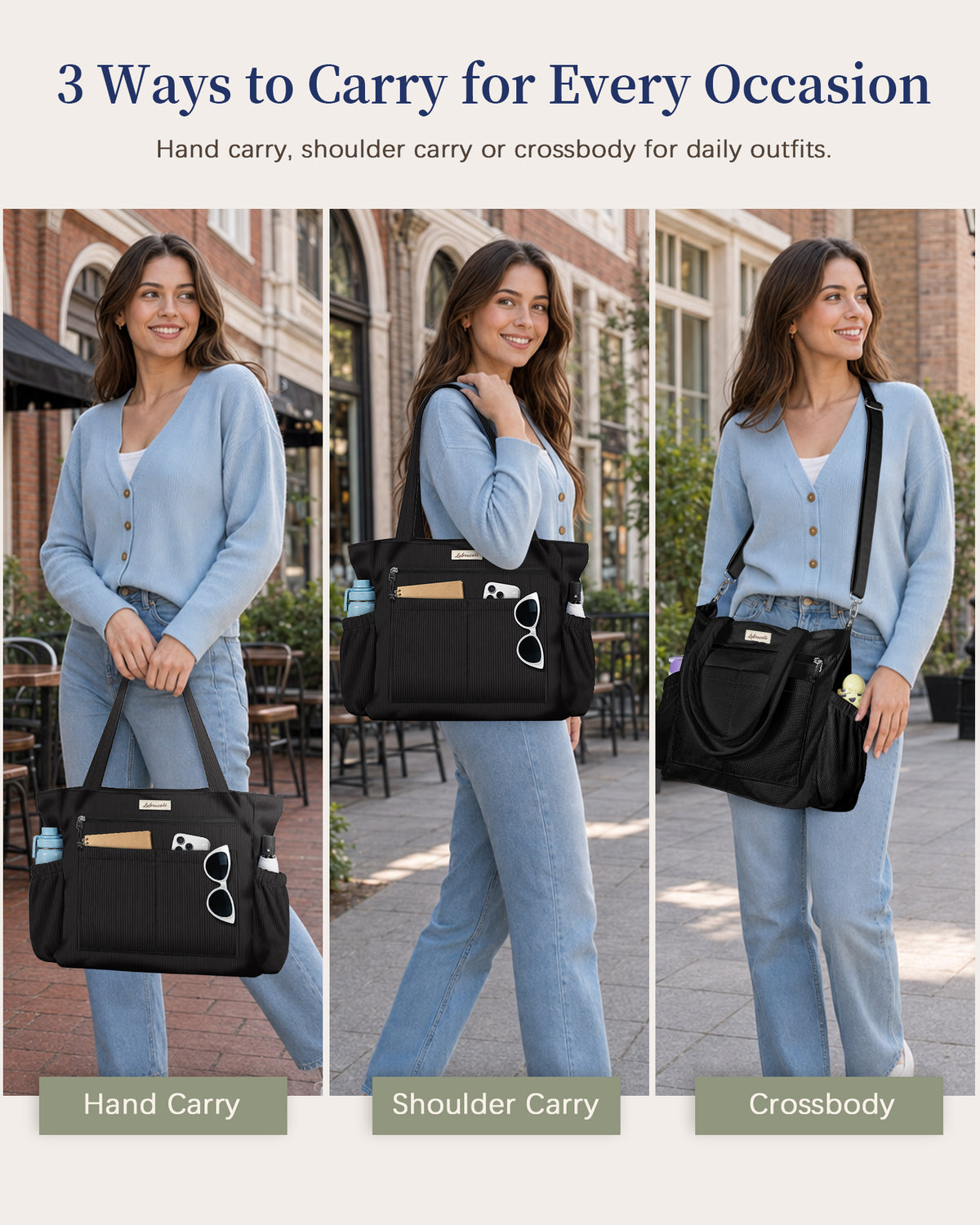Black Corduroy Tote Bag