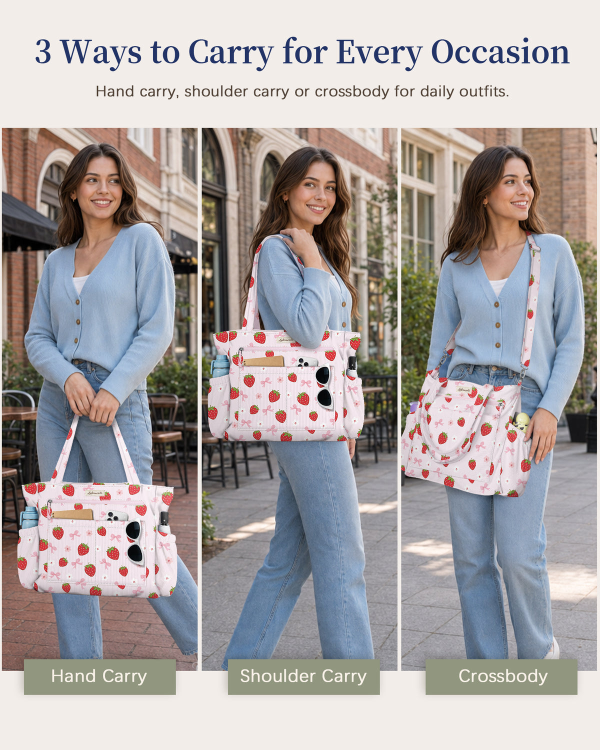 Strawberry Corduroy Tote Bag