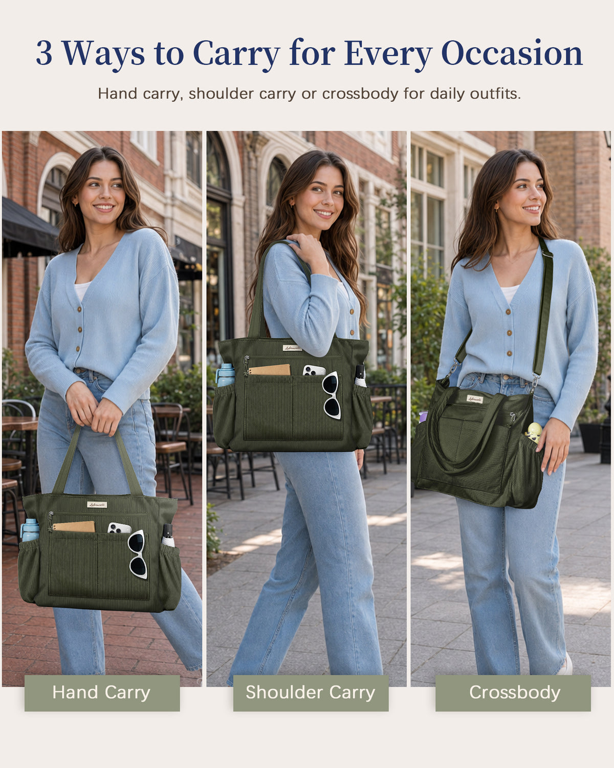 Green Corduroy Tote Bag