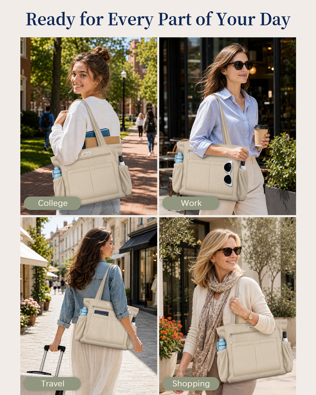 Khaki Corduroy Tote Bag