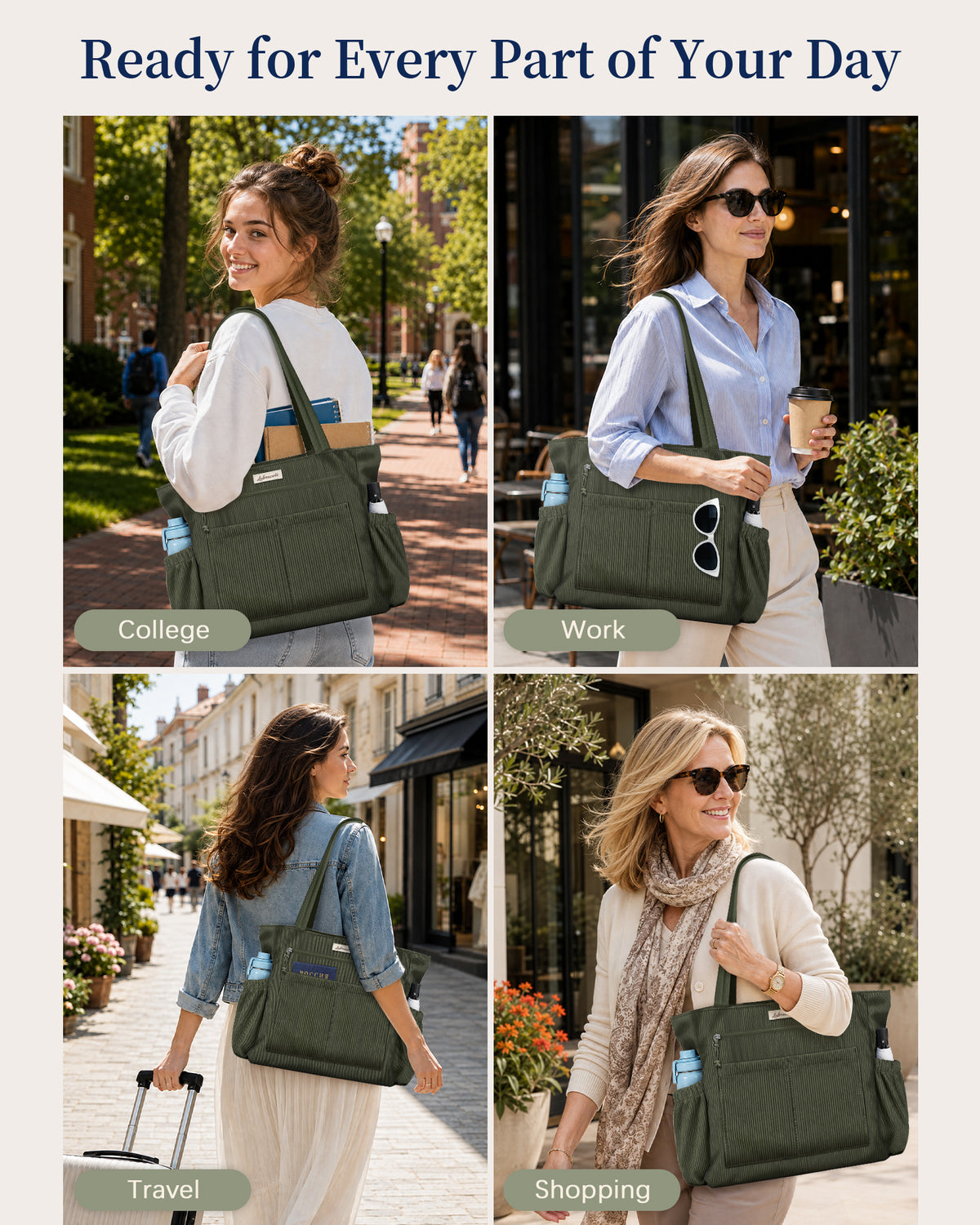 Green Corduroy Tote Bag