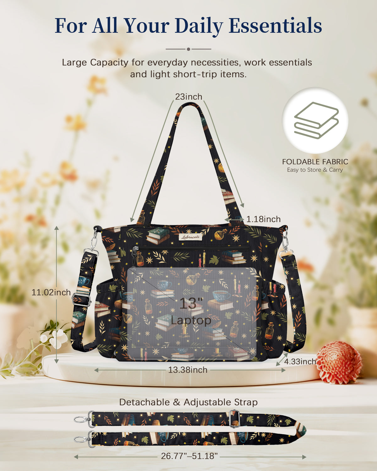 Magic Books Corduroy Tote Bag