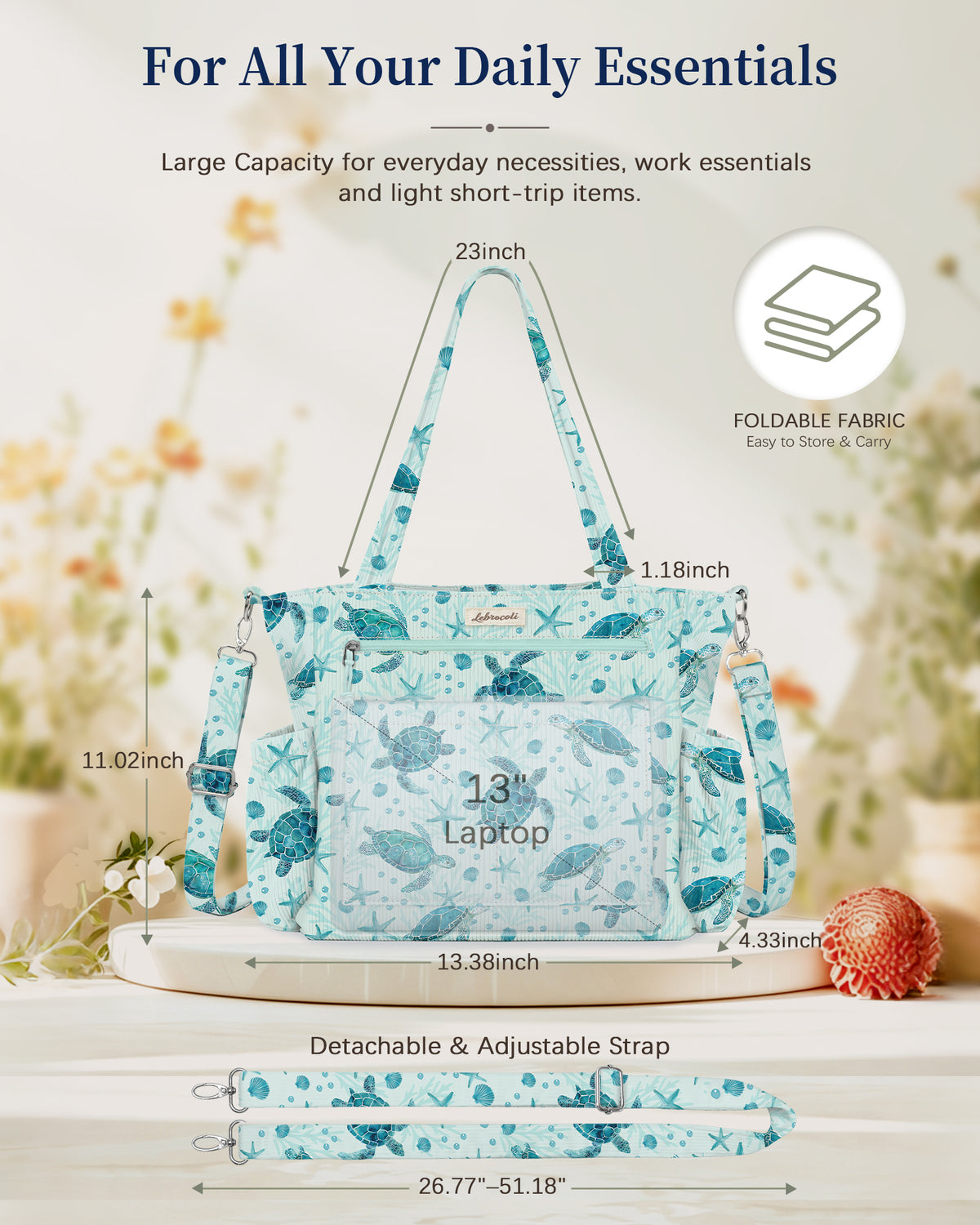 Sea Turtles Corduroy Tote Bag