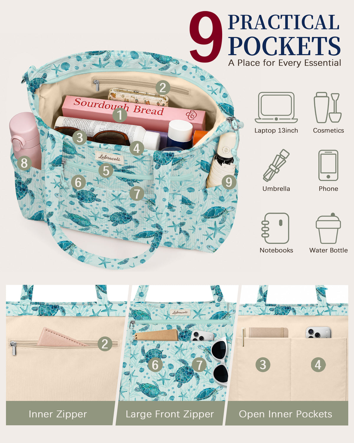 Sea Turtles Corduroy Tote Bag