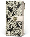 Women Wallet RFID,  Credit Card Holder Bifold,  Crow Art Patterns
