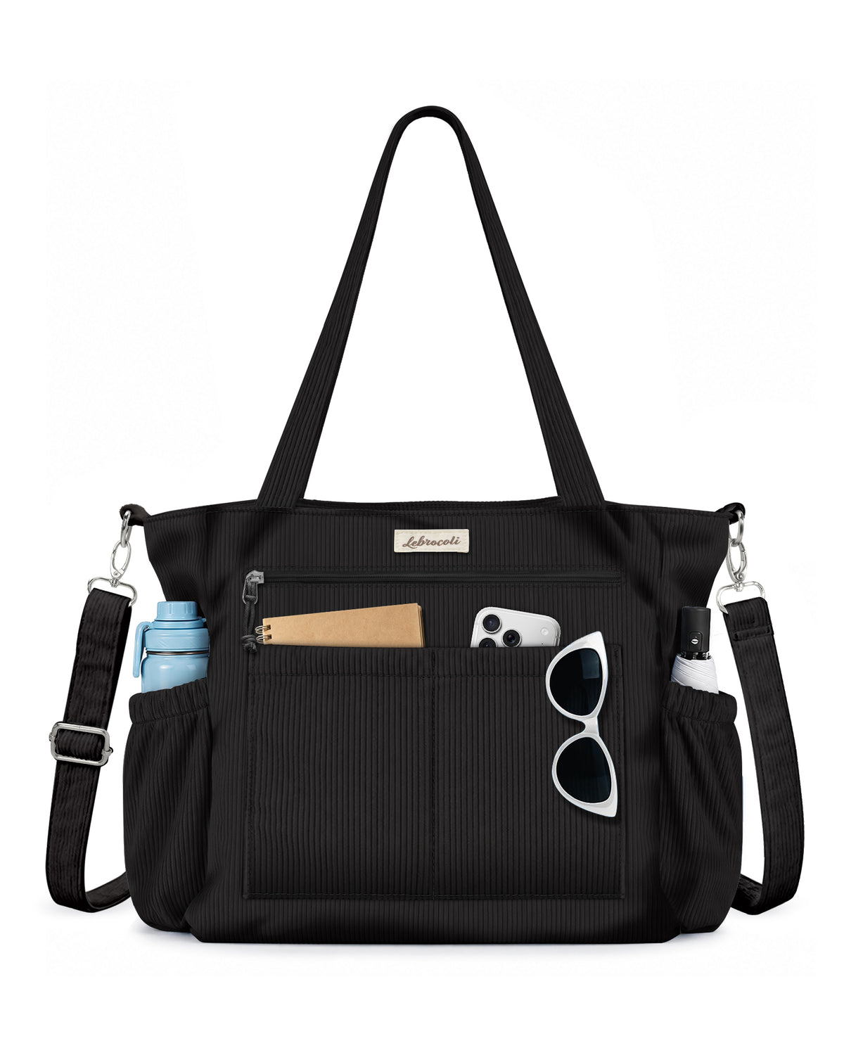 Black Corduroy Tote Bag