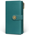 Women's RFID Wallet - Teal Blue Bifold Wallet with Zipper Coin Pocket