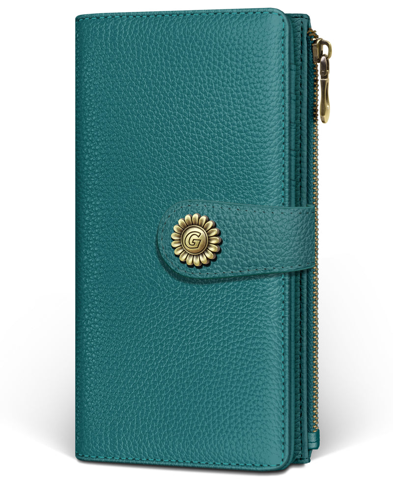 Women Wallet RFID,  Credit Card Holder Bifold,  Teal Blue Art Patterns