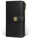Women's RFID Wallet - Black Bifold Wallet with Zipper Coin Pocket