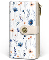 Women's RFID Wallet - Flowers Wildflower Bifold Wallet with Zipper Coin Pocket