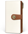 Women's RFID Wallet - White Caramel Bifold Wallet with Zipper Coin Pocket