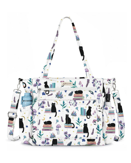 Cat Books Corduroy Tote Bag