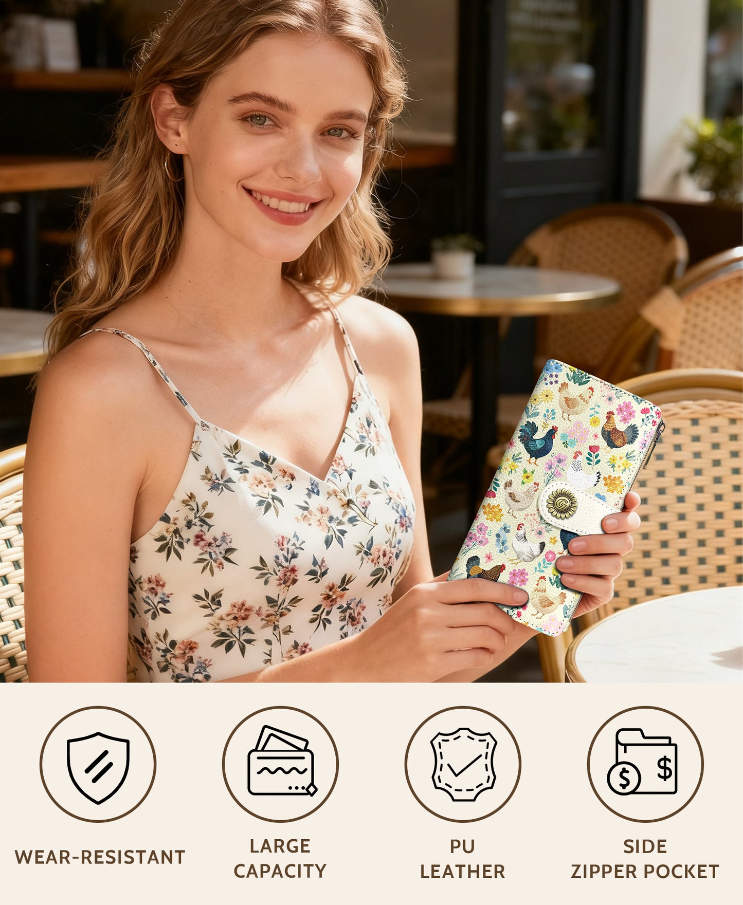 Women's Fashion Wallet - Chicken & Floral Print