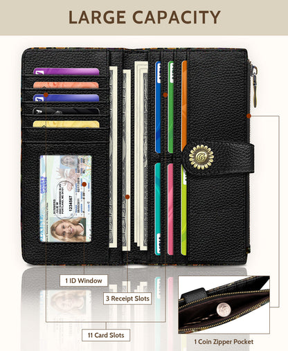 Women's RFID Bifold Wallet with Zipper Coin Pocket