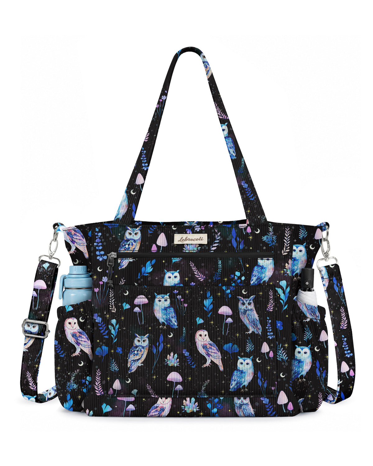 Moon Owl Corduroy Tote Bag