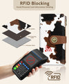 Women's RFID Wallet - Cow Print Bifold Wallet with Zipper Coin Pocket
