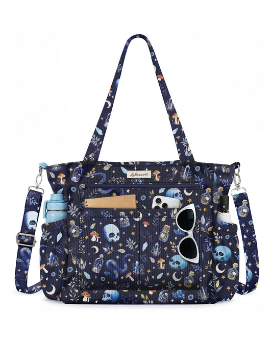Gothic Skull Corduroy Tote Bag