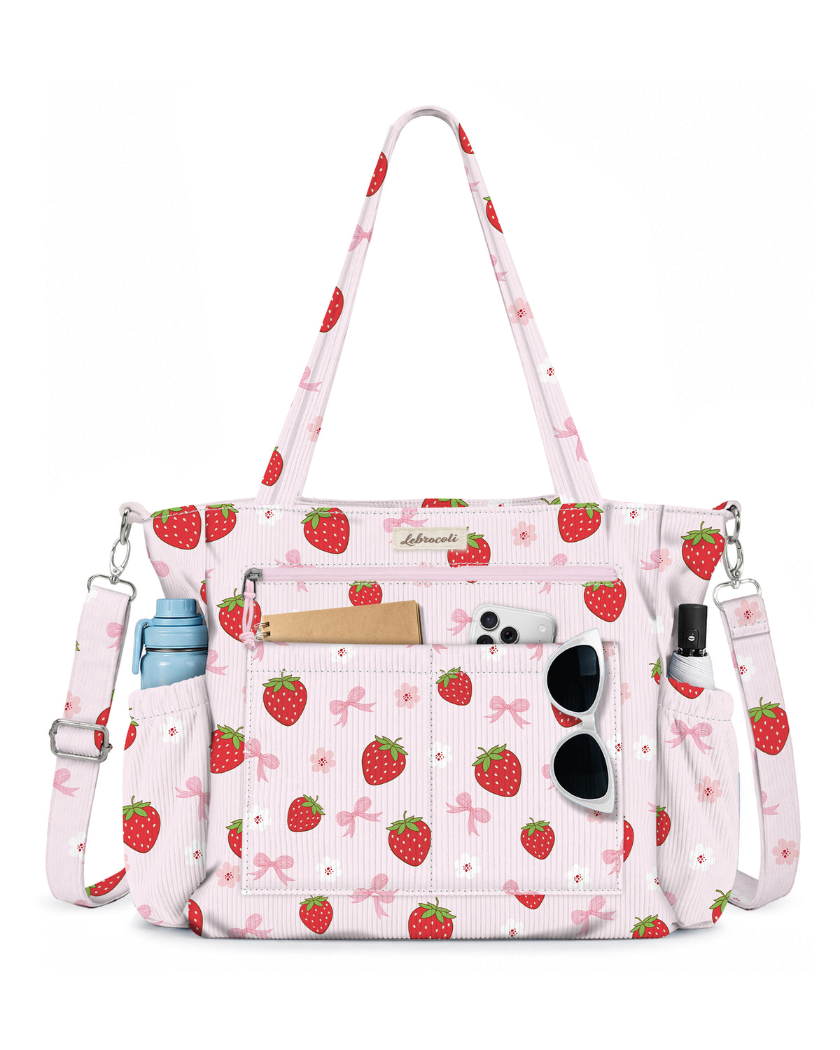Strawberry Corduroy Tote Bag