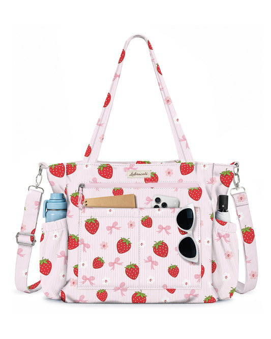 Strawberry Corduroy Tote Bag