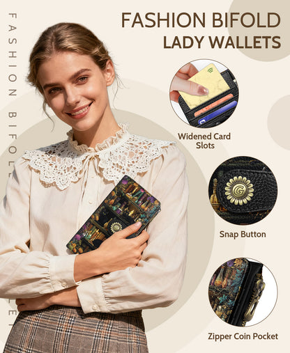 Women's RFID Bifold Wallet with Zipper Coin Pocket