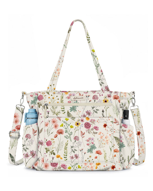 Vintage Flower Corduroy Tote Bag