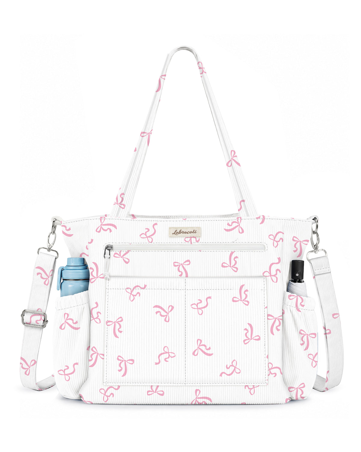 Ribbon Bow Corduroy Tote Bag