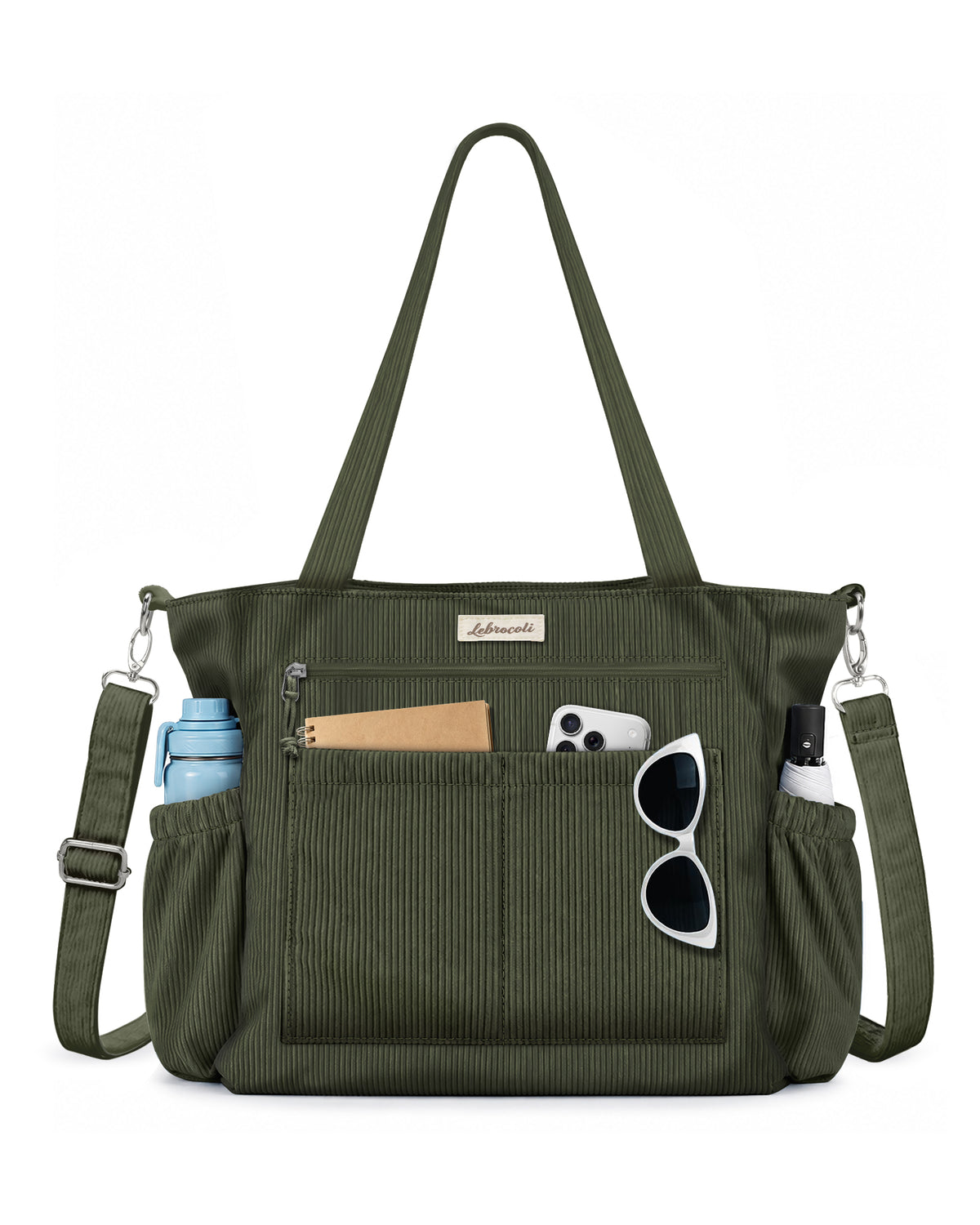 Green Corduroy Tote Bag