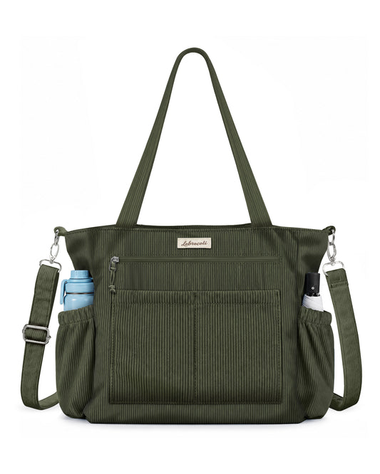 Green Corduroy Tote Bag